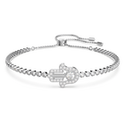 Subtle Hamsa Hand Bracelet, White, Rhodium Plating