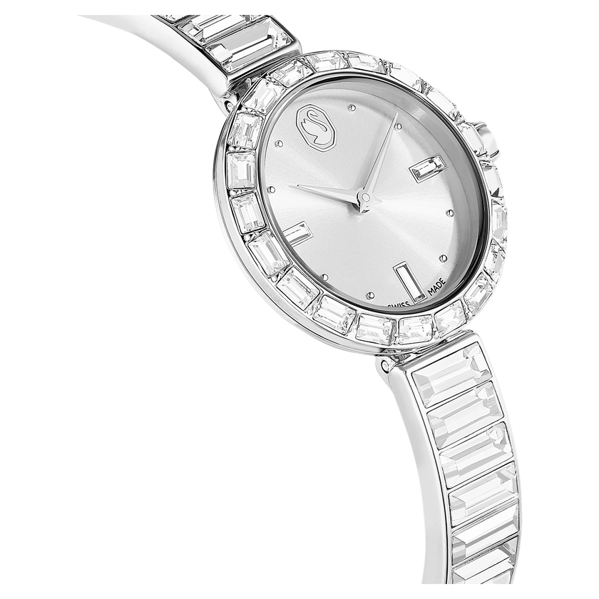 swarovski matrix bangle watch  swiss made  crystal bracelet  white  stainless steel