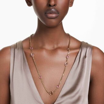 swarovski imber strand  round cut  pink  gold tone plated