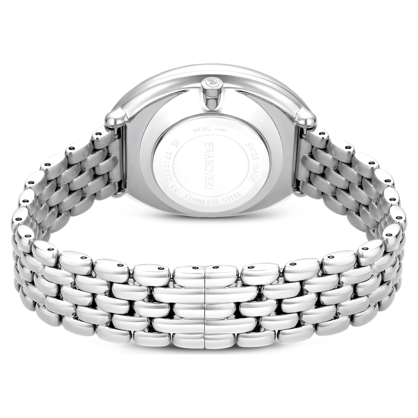 swarovski imber oval watch  swiss made  metal bracelet  silver tone  stainless steel