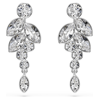 swarovski diapason drop earrings  mixed cuts  white  rhodium plated