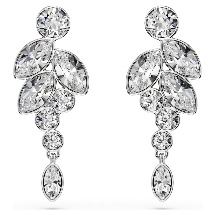 swarovski diapason drop earrings  mixed cuts  white  rhodium plated