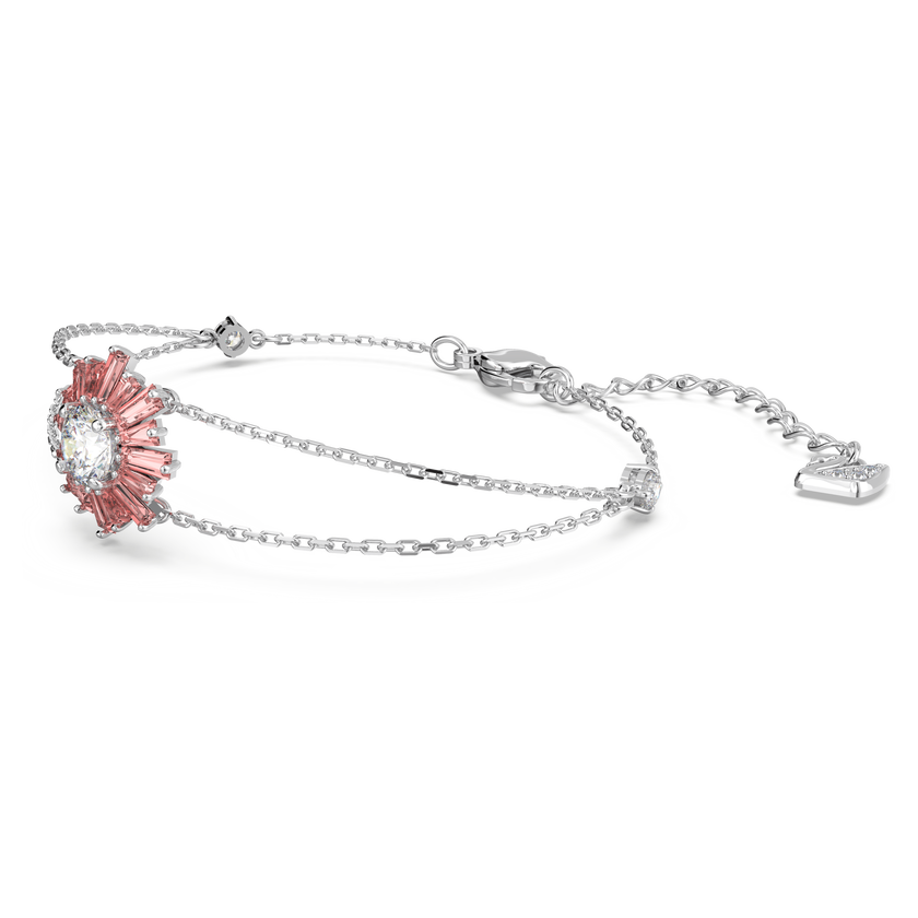 swarovski sunshine bracelet  mixed cuts  sun  pink  rhodium plated