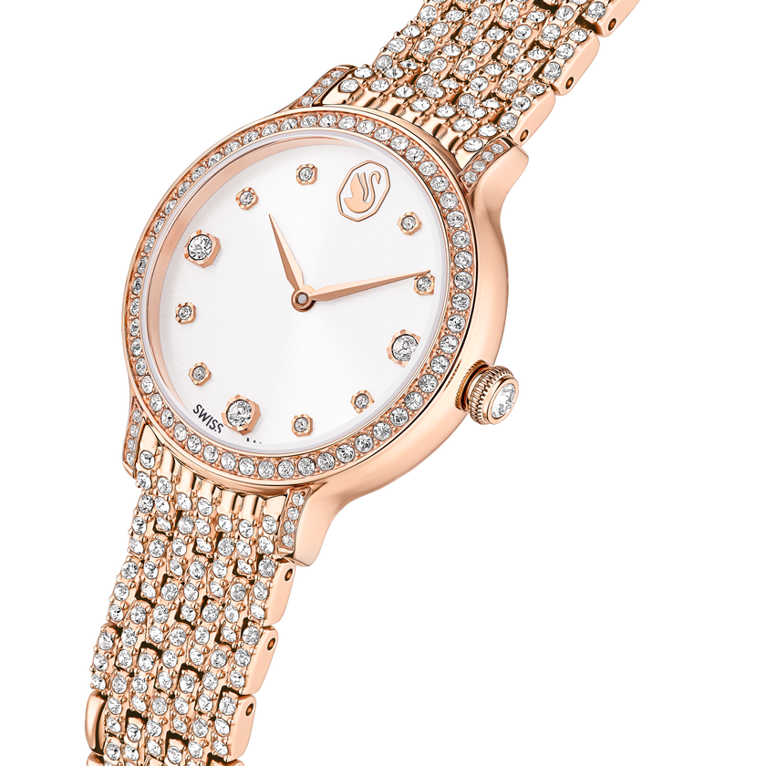 swarovski imber watch  swiss made  metal bracelet  rose gold tone  rose gold tone finish