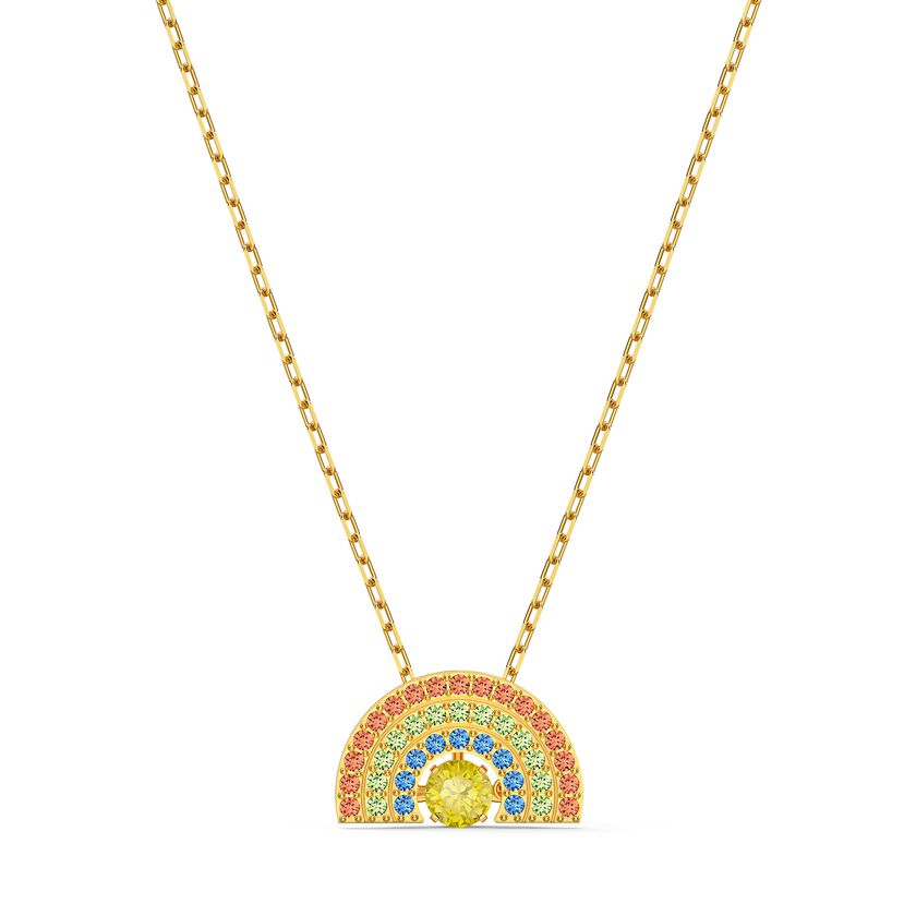 Swarovski Sparkling Dance Rainbow Necklace, Light multi-colored, Gold-tone plated