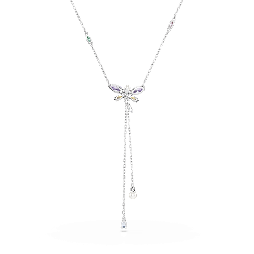 ariana grande x swarovski y necklace  mixed cuts  dragonfly  multicolored  rhodium plated