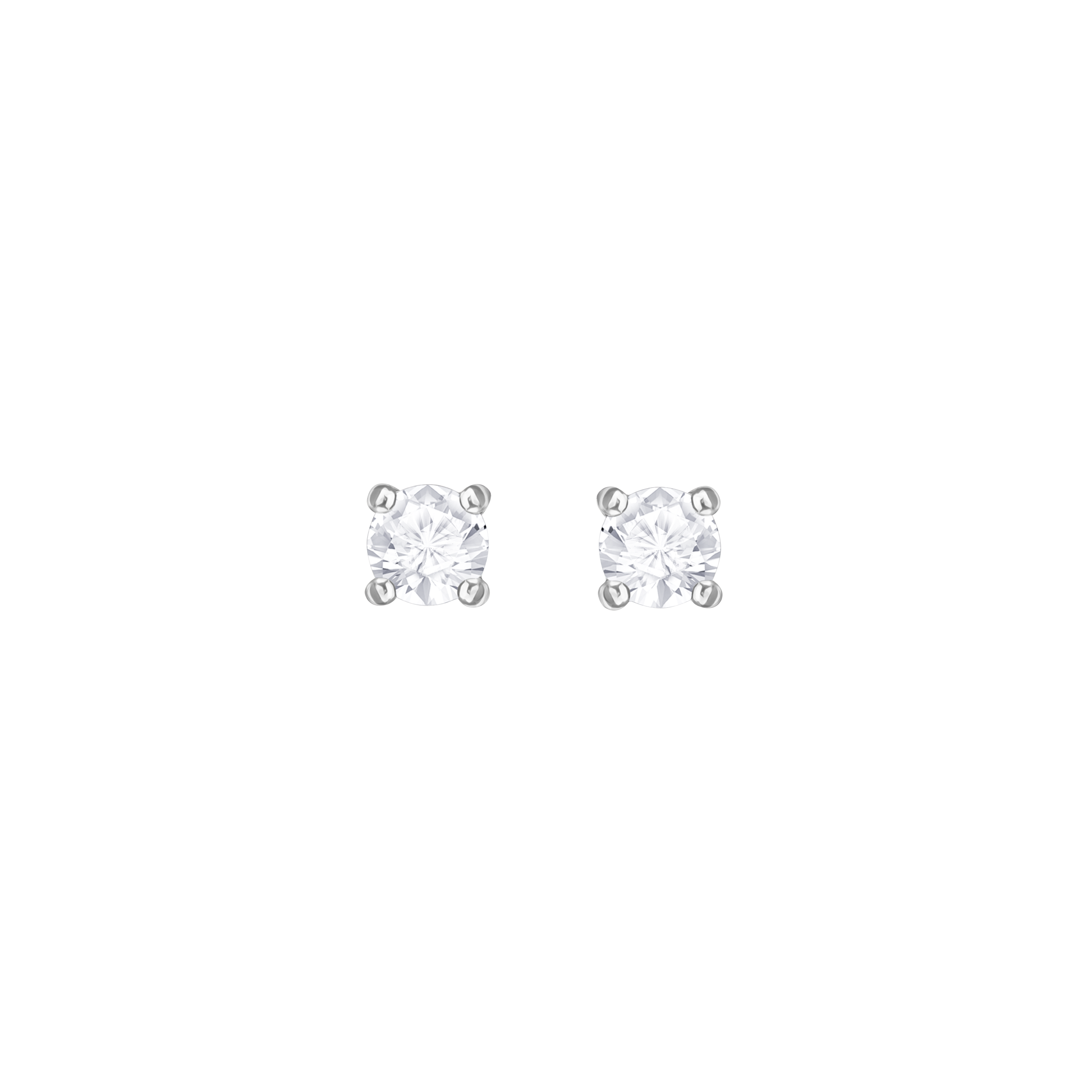 Buy Swarovski Attract Round Pierced Earrings, White, Rhodium Plating in