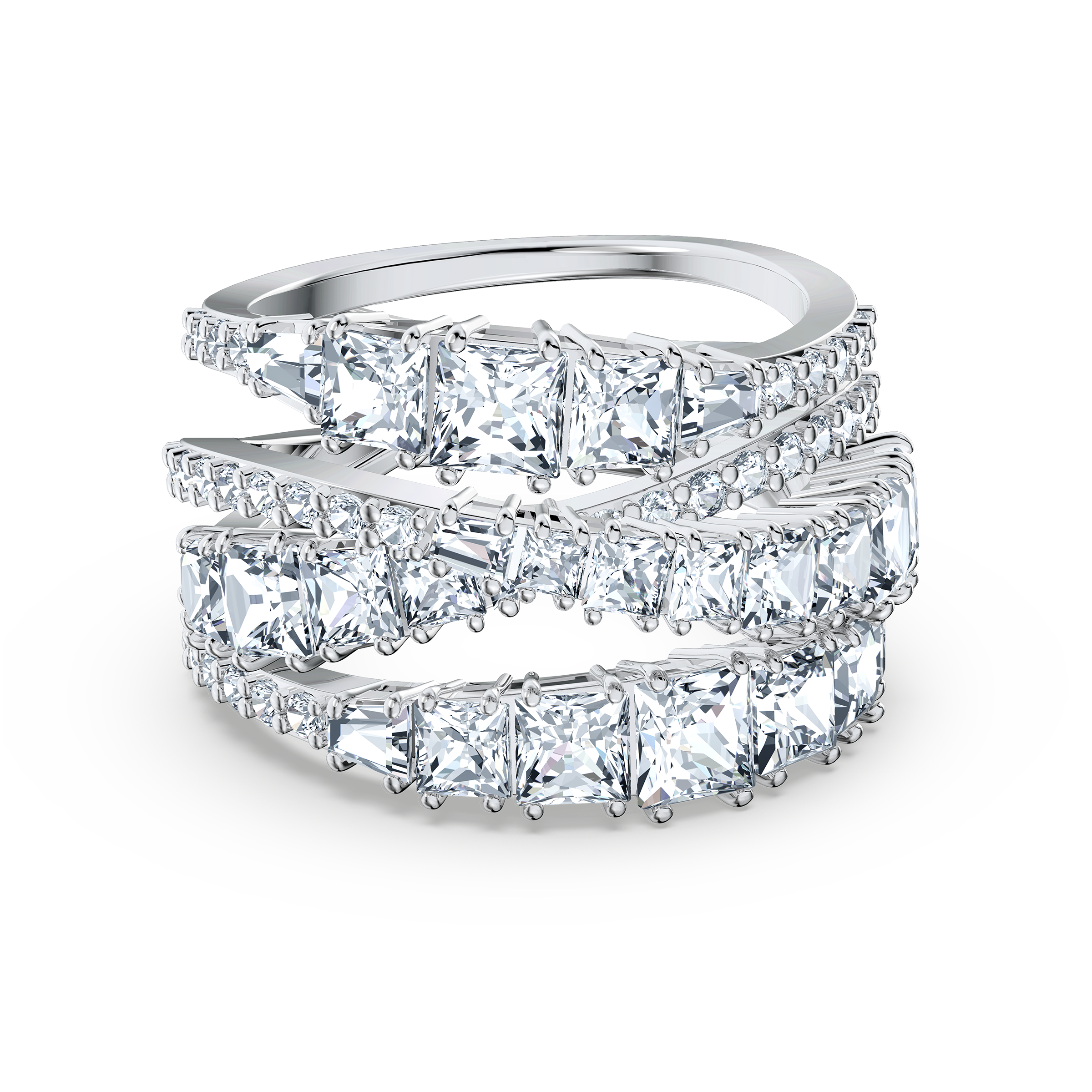 Buy Swarovski Twist Wrap Ring, White, Rhodium plated in Dubai, Abu