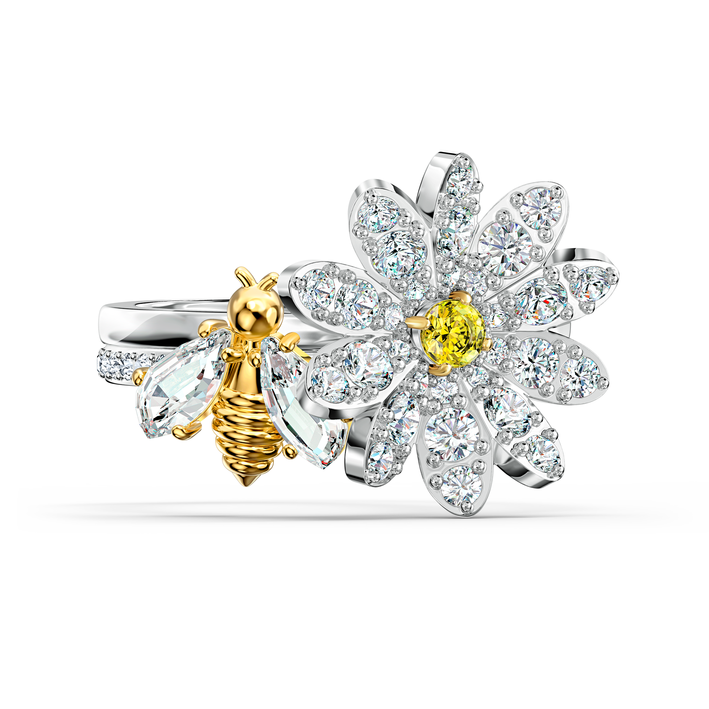 Buy Swarovski Eternal Flower Ring Set, Yellow, Mixed metal finish in